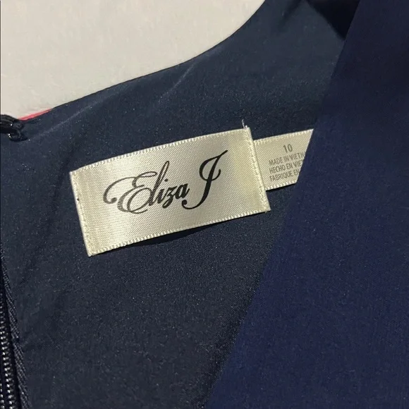 Eliza J Navy Floral Wrap High Low Maxi Dress Romantic Wedding Guest Flowy garden - Picture 8 of 10